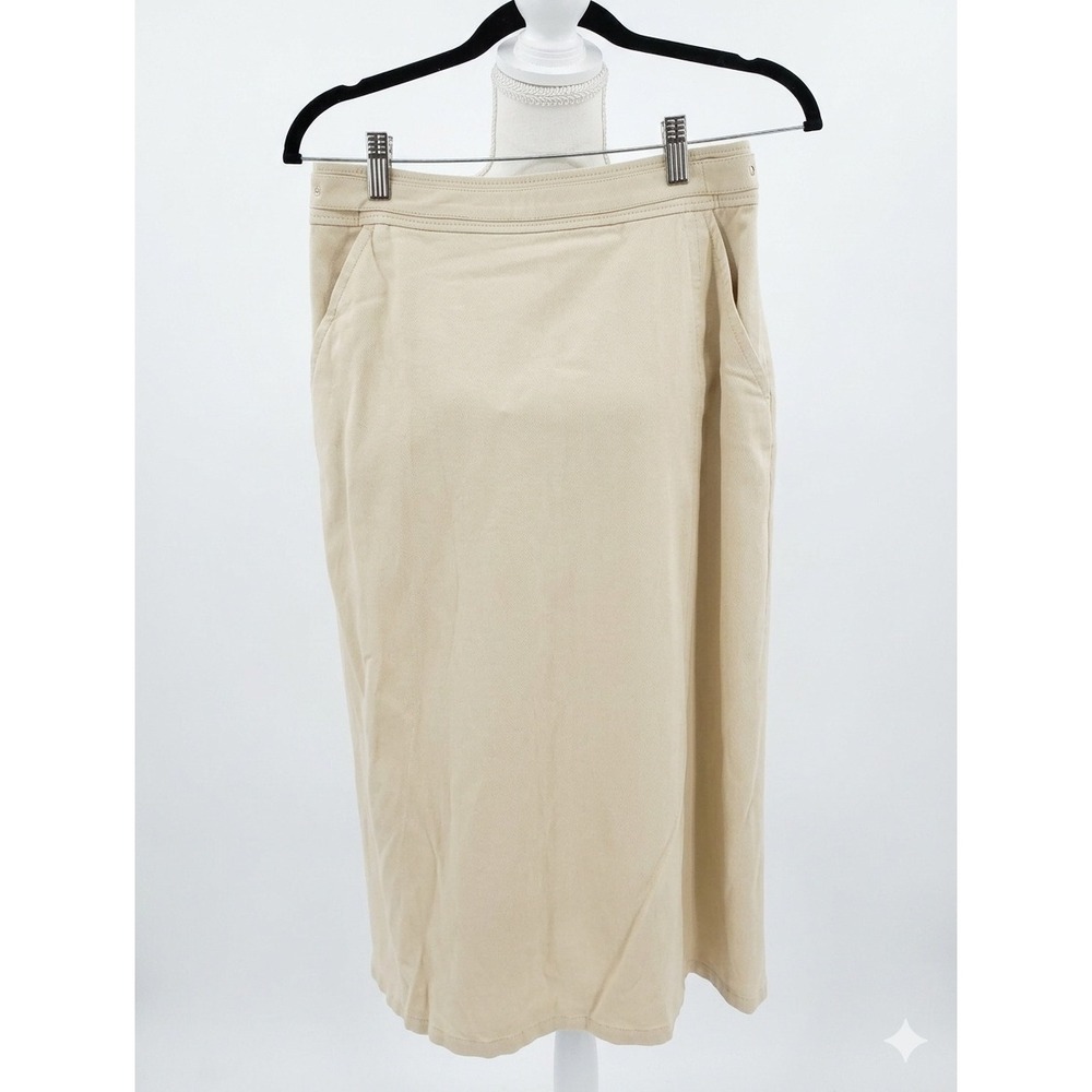 Tracy Reese Flared Surplice Midi Skirt Cement Beige Buckle Waist 6G5A23 Size‎ 2
